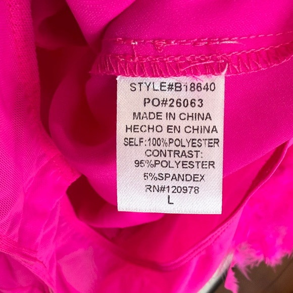 Entro Hot Pink Feather Sleeve Bodysuit - Picture 5 of 8